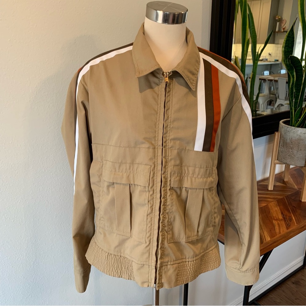 Vintage 70s Striped Khaki Flight Suits Air Force Jacket